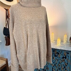 Old Navy Heathered Tan Cowl Neck Sweater